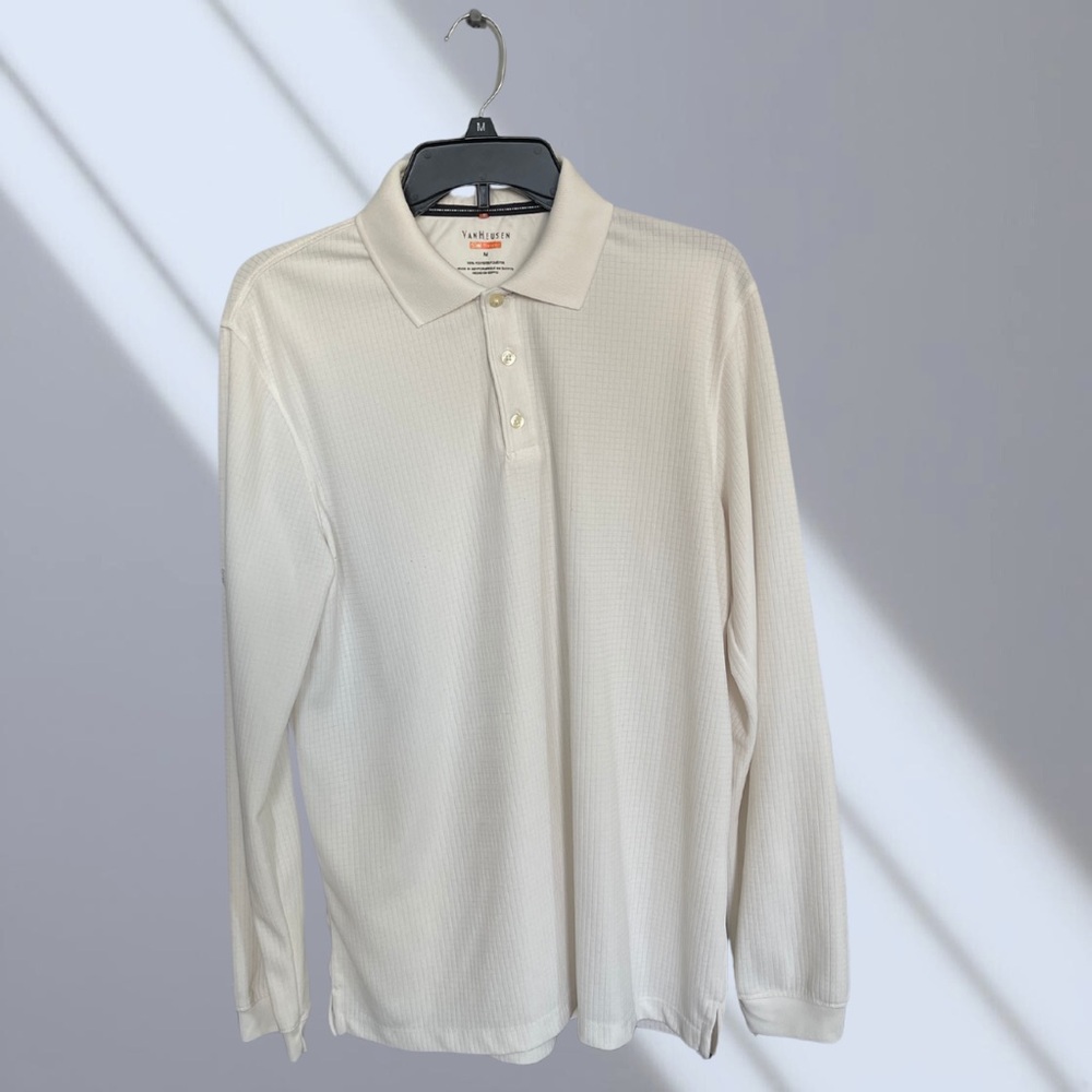 Van Heusen Cream Polo Shirt Soft Knit Classic
